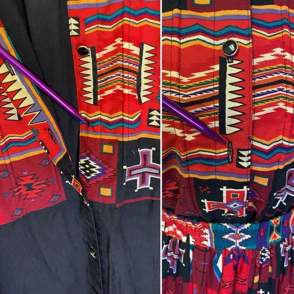 VINTAGE Desert West Sherry Holt USA Circle Skirt Set Southwestern Aztec MEDIUM - Picture 11 of 14